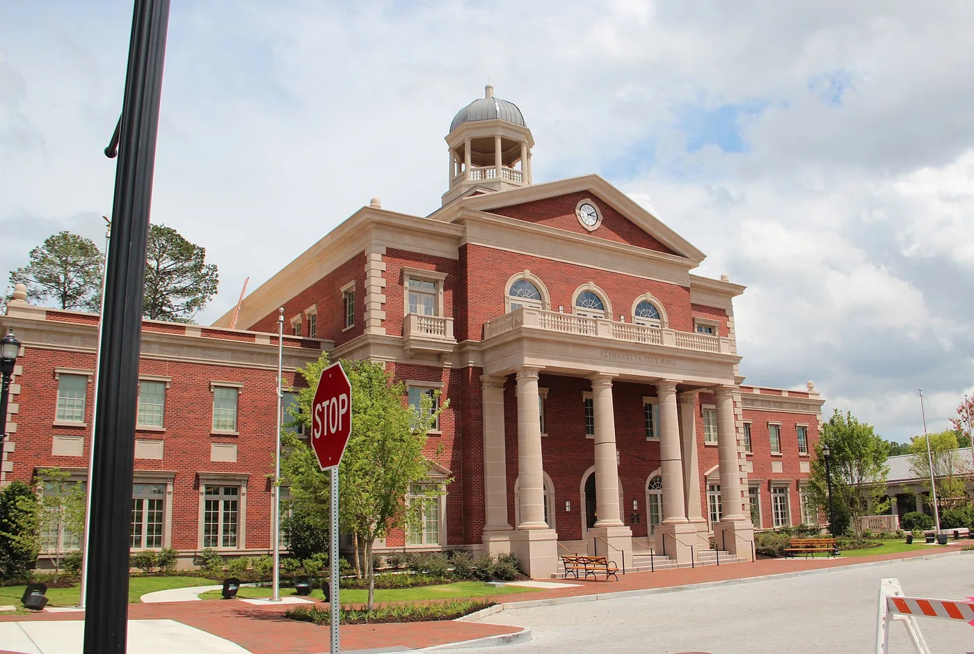 Alpharetta City Hall. The city's Community Agriculture Program runs Old Rucker Farm on Rucker Road; this photo does not show the farm.