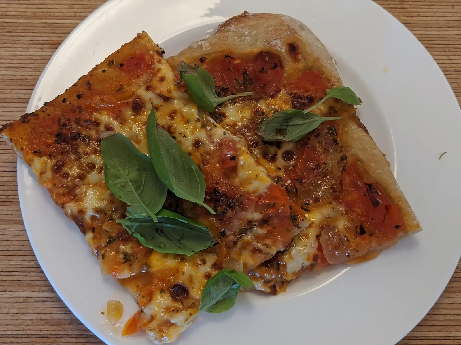 A margherita pizza. The photo was not taken at an Alpharetta restaurant.